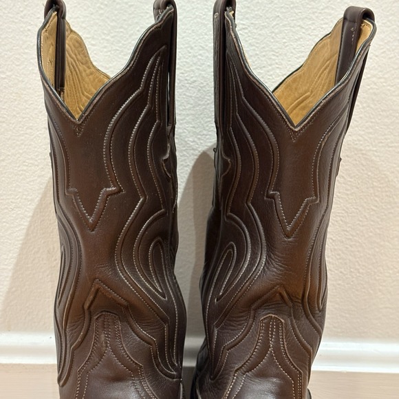 Vtg Lucchese Classics Handmade Cowboy Boots Brown Size 8.5 D Made In USA - Picture 8 of 16